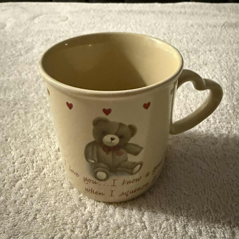 Carlton Cards Beige Teddy Bear Heart Handle Mug One Size